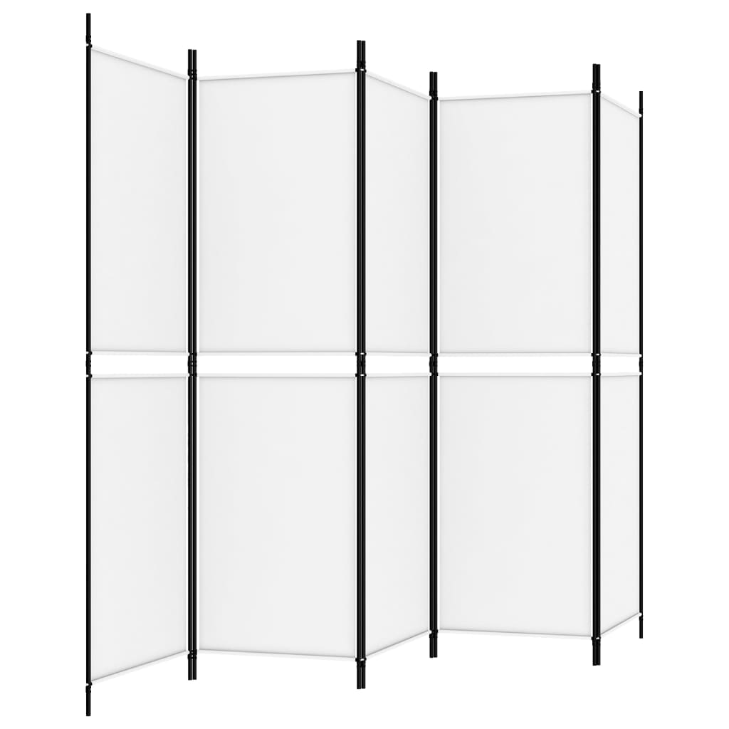 White Fabric 5-Panel Room Divider, 250x180 cm - Elegant Privacy