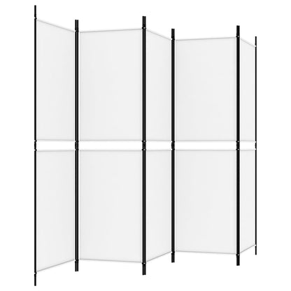 White Fabric 5-Panel Room Divider, 250x180 cm - Elegant Privacy