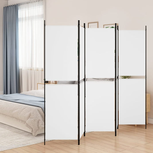 White Fabric 5-Panel Room Divider, 250x180 cm - Elegant Privacy