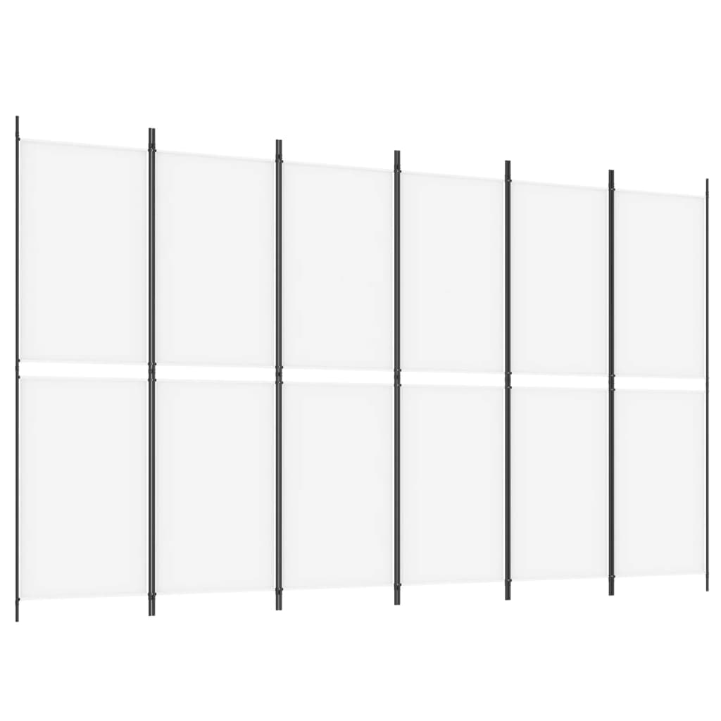 White Fabric 6-Panel Room Divider | 300x180 cm Privacy Screen