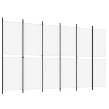 White Fabric 6-Panel Room Divider | 300x180 cm Privacy Screen
