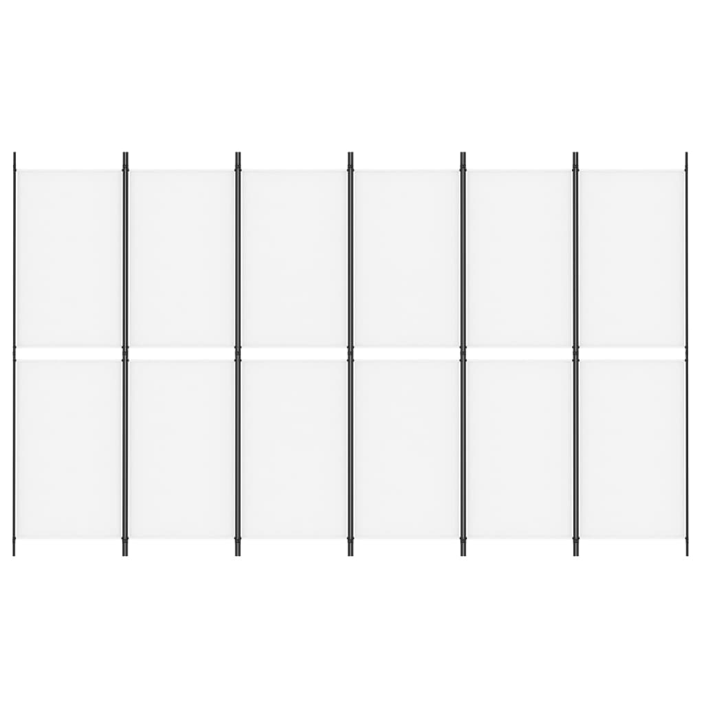 White Fabric 6-Panel Room Divider | 300x180 cm Privacy Screen