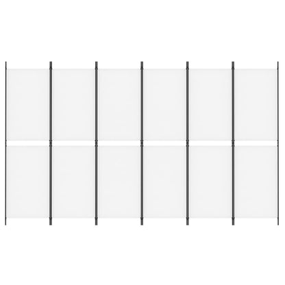 White Fabric 6-Panel Room Divider | 300x180 cm Privacy Screen