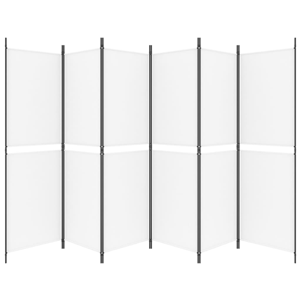 White Fabric 6-Panel Room Divider | 300x180 cm Privacy Screen
