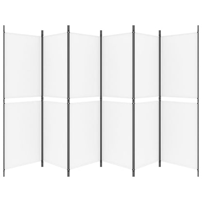 White Fabric 6-Panel Room Divider | 300x180 cm Privacy Screen