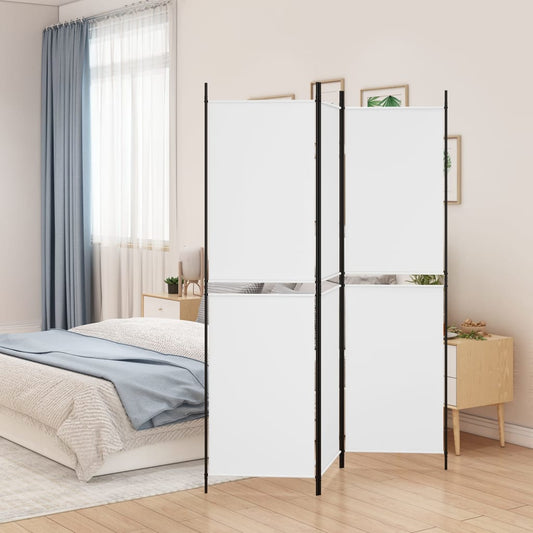 White Fabric 3-Panel Room Divider, 150x200 cm
