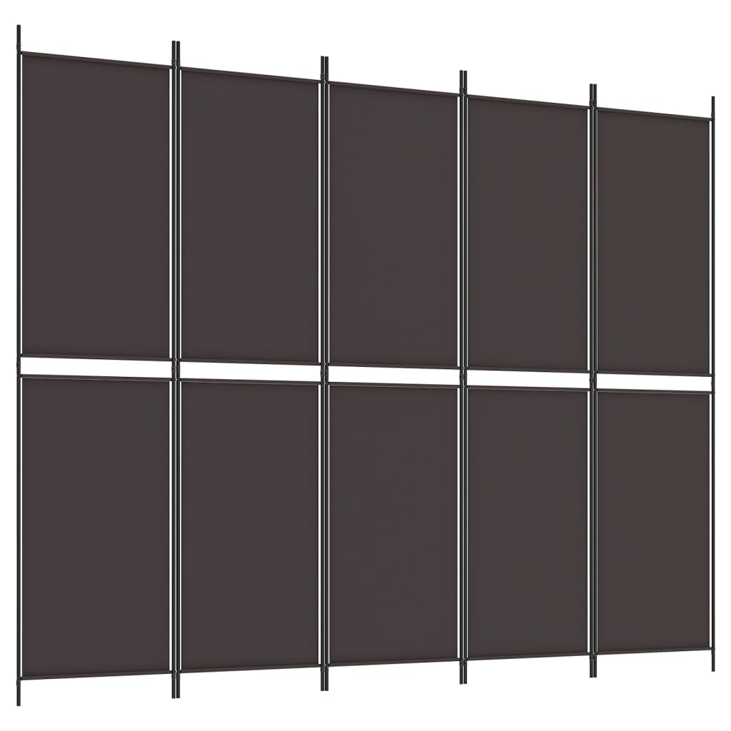 Brown Fabric 5-Panel Room Divider - 250x200 cm Elegant Partition