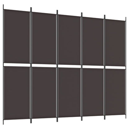 Brown Fabric 5-Panel Room Divider - 250x200 cm Elegant Partition