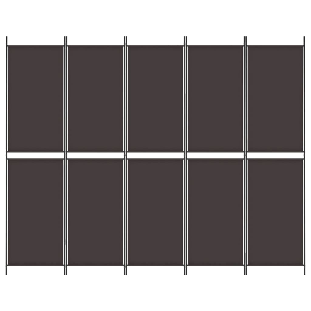 Brown Fabric 5-Panel Room Divider - 250x200 cm Elegant Partition