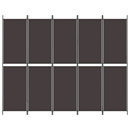 Brown Fabric 5-Panel Room Divider - 250x200 cm Elegant Partition
