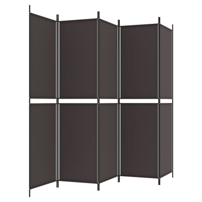 Brown Fabric 5-Panel Room Divider - 250x200 cm Elegant Partition
