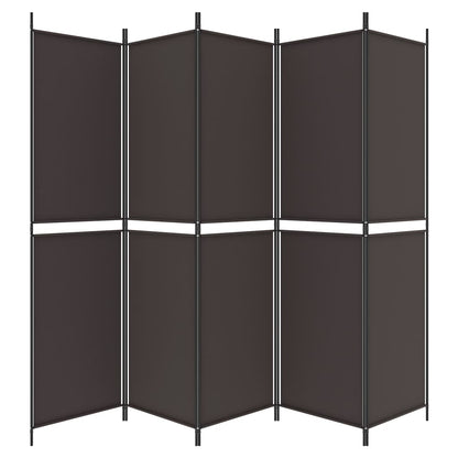 Brown Fabric 5-Panel Room Divider - 250x200 cm Elegant Partition