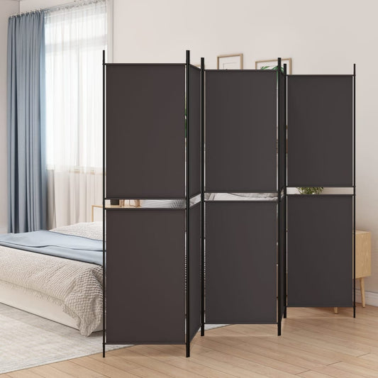 Brown Fabric 5-Panel Room Divider - 250x200 cm Elegant Partition