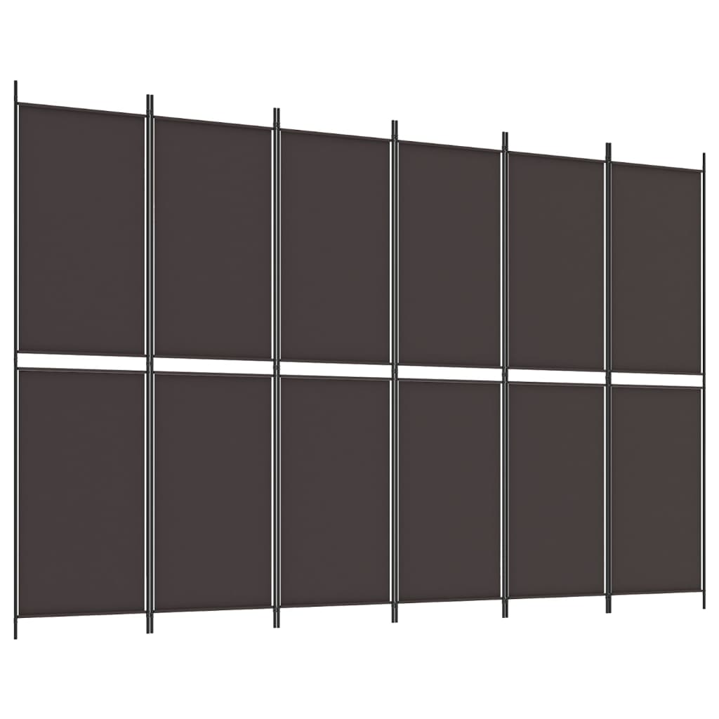 Brown Fabric 6-Panel Room Divider, 300x200 cm – Stylish & Versatile