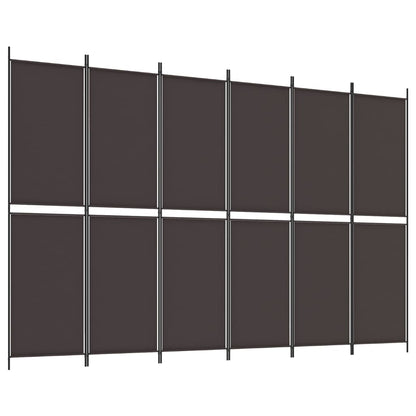 Brown Fabric 6-Panel Room Divider, 300x200 cm – Stylish & Versatile