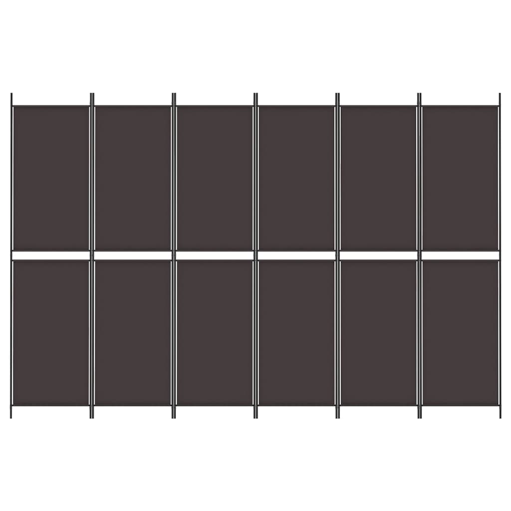 Brown Fabric 6-Panel Room Divider, 300x200 cm – Stylish & Versatile