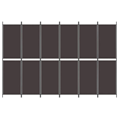 Brown Fabric 6-Panel Room Divider, 300x200 cm – Stylish & Versatile