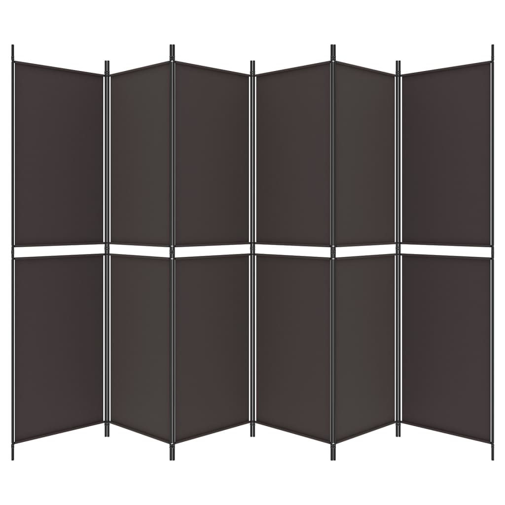 Brown Fabric 6-Panel Room Divider, 300x200 cm – Stylish & Versatile