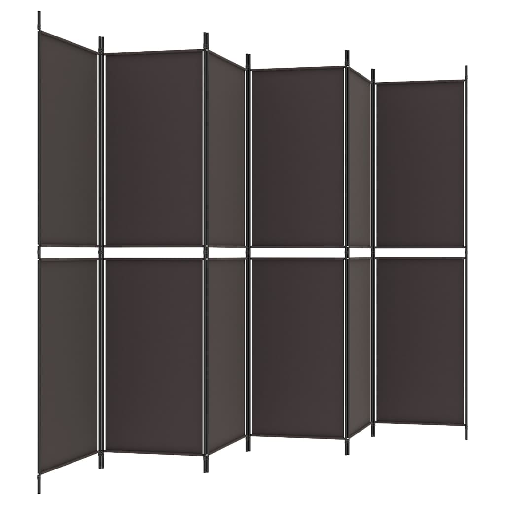 Brown Fabric 6-Panel Room Divider, 300x200 cm – Stylish & Versatile