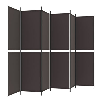 Brown Fabric 6-Panel Room Divider, 300x200 cm – Stylish & Versatile