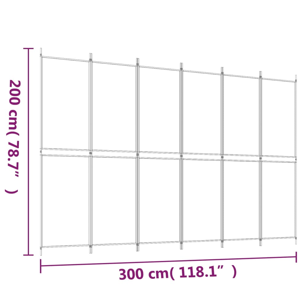 Brown Fabric 6-Panel Room Divider, 300x200 cm – Stylish & Versatile