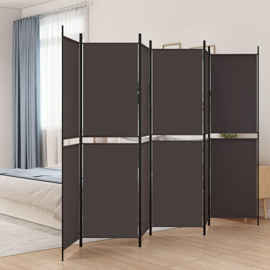 Brown Fabric 6-Panel Room Divider, 300x200 cm – Stylish & Versatile