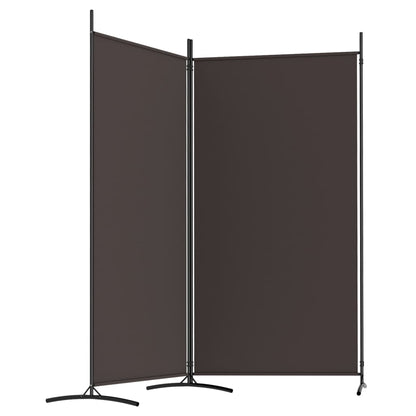 2-Panel Brown Fabric Room Divider, 175x180 cm