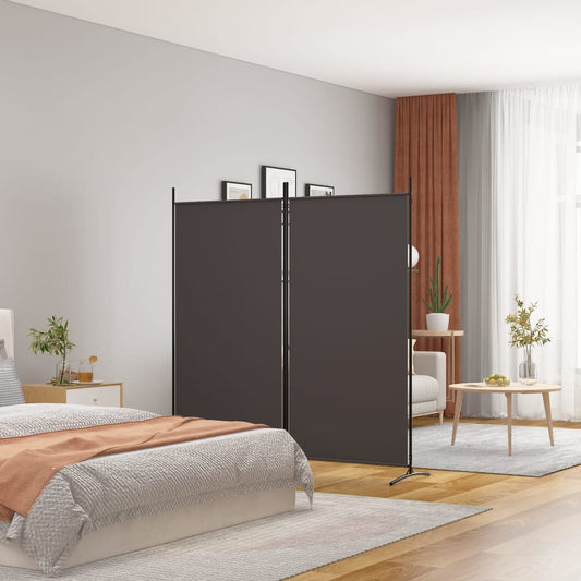2-Panel Brown Fabric Room Divider, 175x180 cm