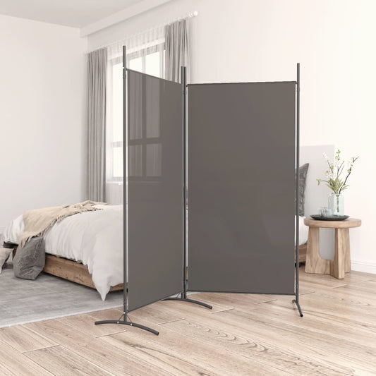 Anthracite Fabric 2-Panel Room Divider, 175x180 cm