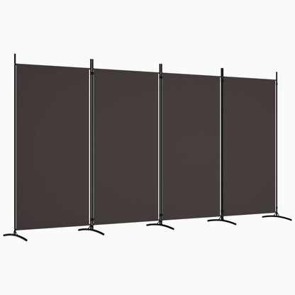 Brown Fabric 4-Panel Room Divider | 346x180 cm | Stylish Privacy Screen