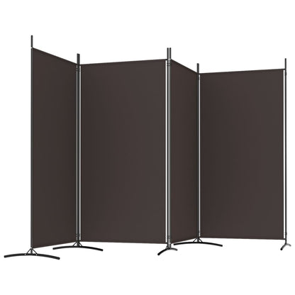 Brown Fabric 4-Panel Room Divider | 346x180 cm | Stylish Privacy Screen