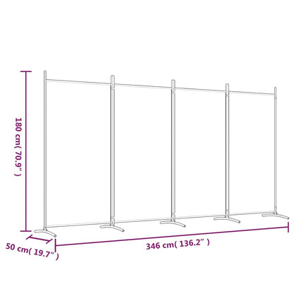 Brown Fabric 4-Panel Room Divider | 346x180 cm | Stylish Privacy Screen