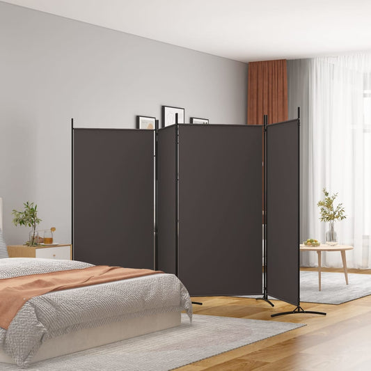 Brown Fabric 4-Panel Room Divider | 346x180 cm | Stylish Privacy Screen