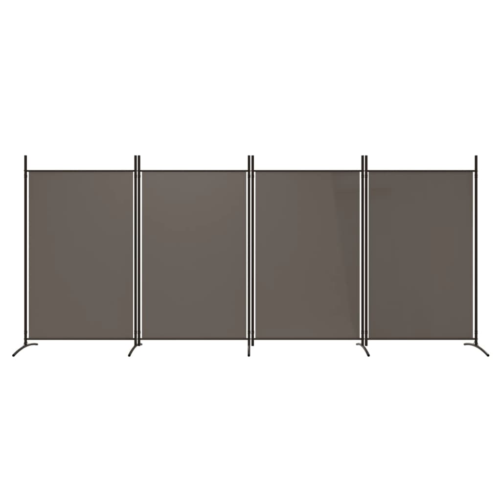 Anthracite 4-Panel Room Divider - Fabric, 346x180 cm