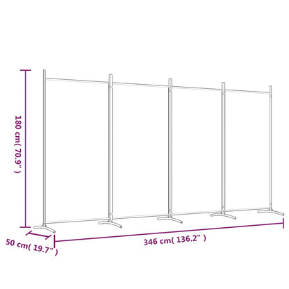 Anthracite 4-Panel Room Divider - Fabric, 346x180 cm