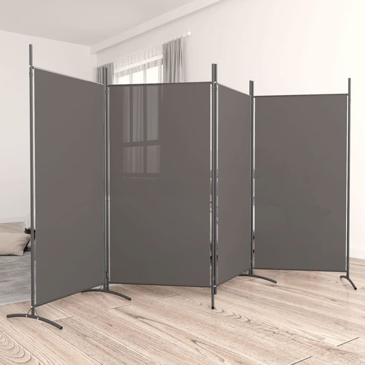 Anthracite 4-Panel Room Divider - Fabric, 346x180 cm