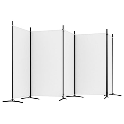White 5-Panel Room Divider, Fabric, 433x180 cm