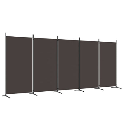 Brown 5-Panel Room Divider, Fabric, 433x180 cm - Stylish & Functional