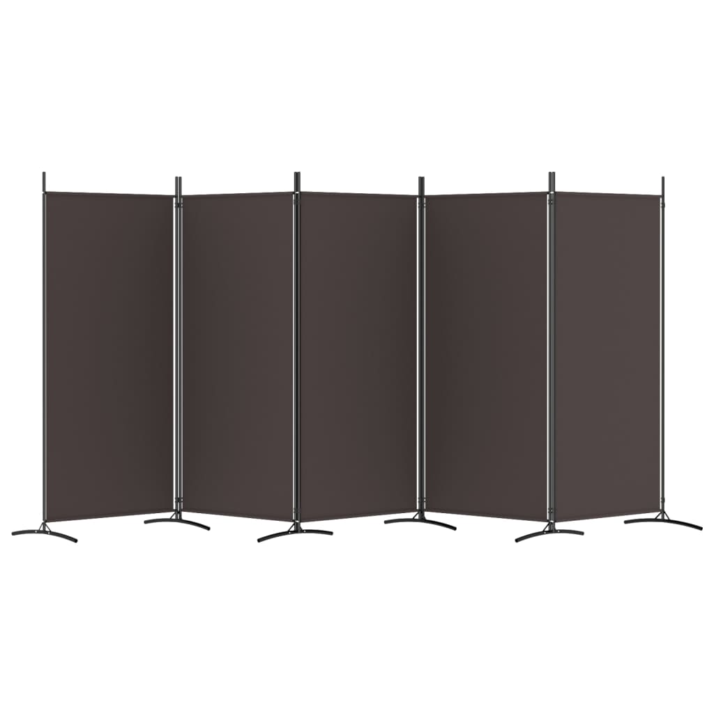 Brown 5-Panel Room Divider, Fabric, 433x180 cm - Stylish & Functional
