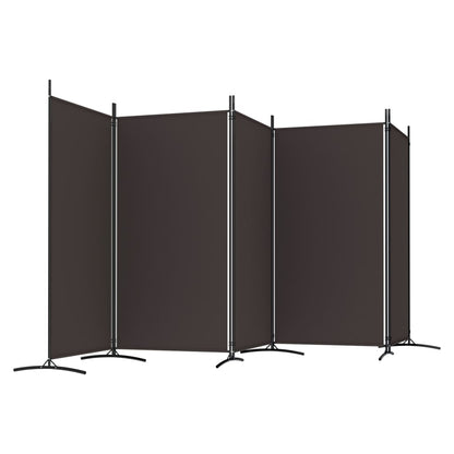 Brown 5-Panel Room Divider, Fabric, 433x180 cm - Stylish & Functional