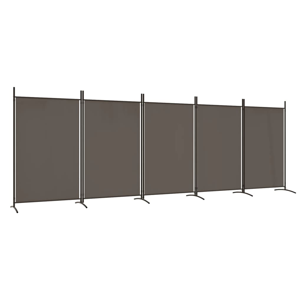 5-Panel Anthracite Fabric Room Divider, 433x180 cm