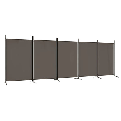 5-Panel Anthracite Fabric Room Divider, 433x180 cm
