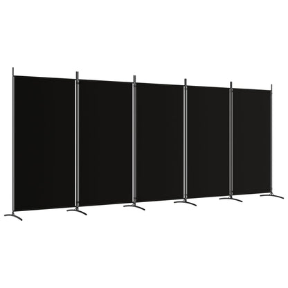 Elegant Black Fabric 5-Panel Room Divider - 433x180 cm