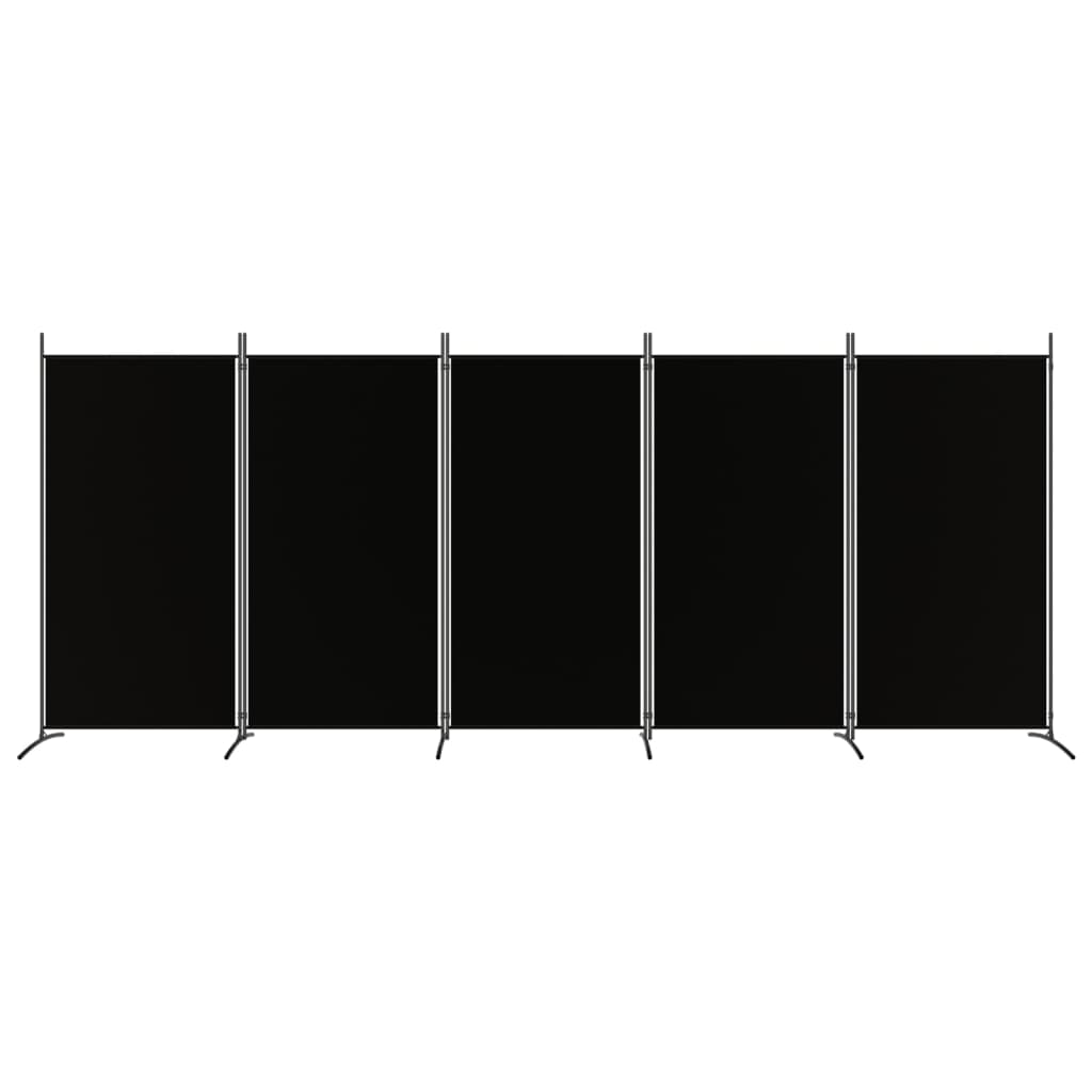 Elegant Black Fabric 5-Panel Room Divider - 433x180 cm