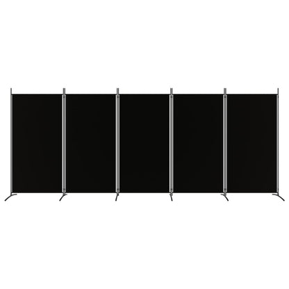 Elegant Black Fabric 5-Panel Room Divider - 433x180 cm