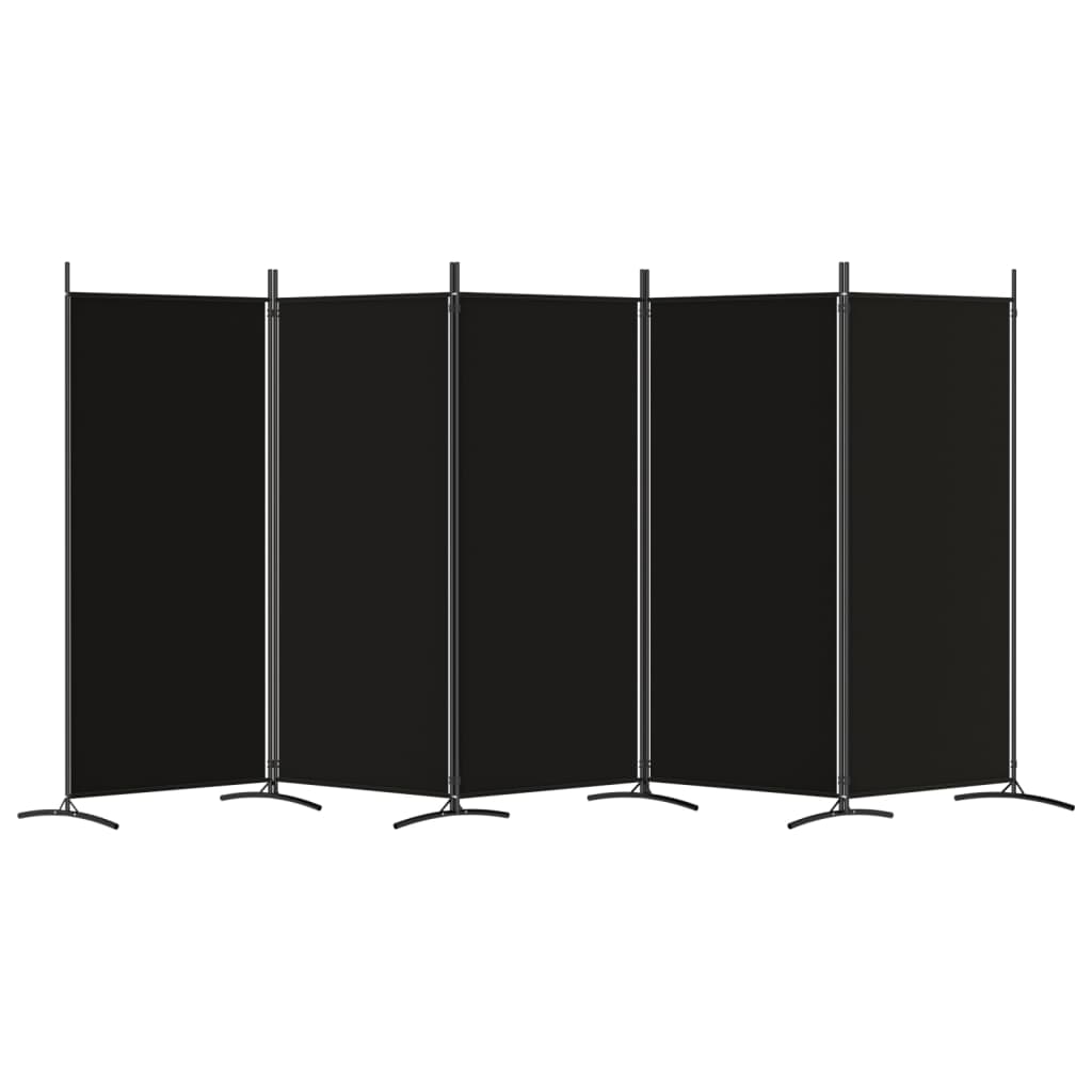 Elegant Black Fabric 5-Panel Room Divider - 433x180 cm