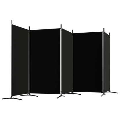 Elegant Black Fabric 5-Panel Room Divider - 433x180 cm