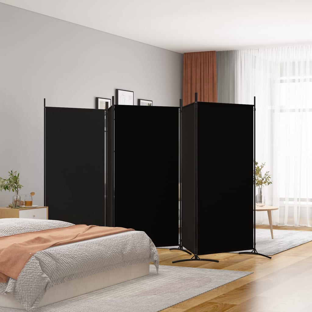Elegant Black Fabric 5-Panel Room Divider - 433x180 cm