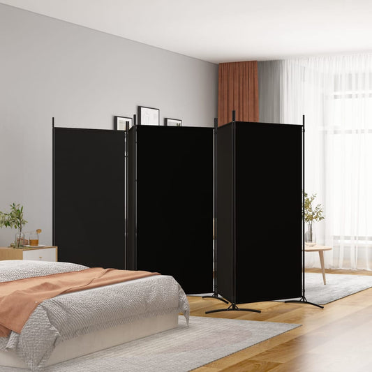Elegant Black Fabric 5-Panel Room Divider - 433x180 cm