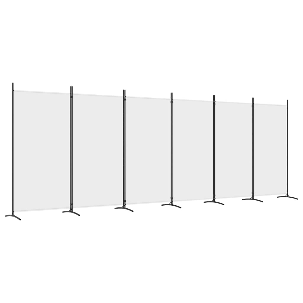 White Fabric 6-Panel Room Divider - 520x180 cm Privacy Screen